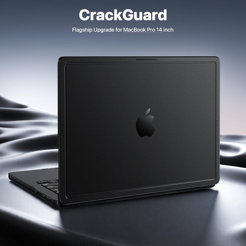soonjet حافظة CrackGuard لجهاز MacBook Pro مقاس 14 بوصة M5 M4 M3 M2 M1 Pro/Max 2025 2024-2021 [ترقية مضادة للتشقق] [مطابقة رسمية 100% للون] غلاف واقي صلب لجهاز الكمبيوتر المحمول - أسود فضائي شفاف - Image 2